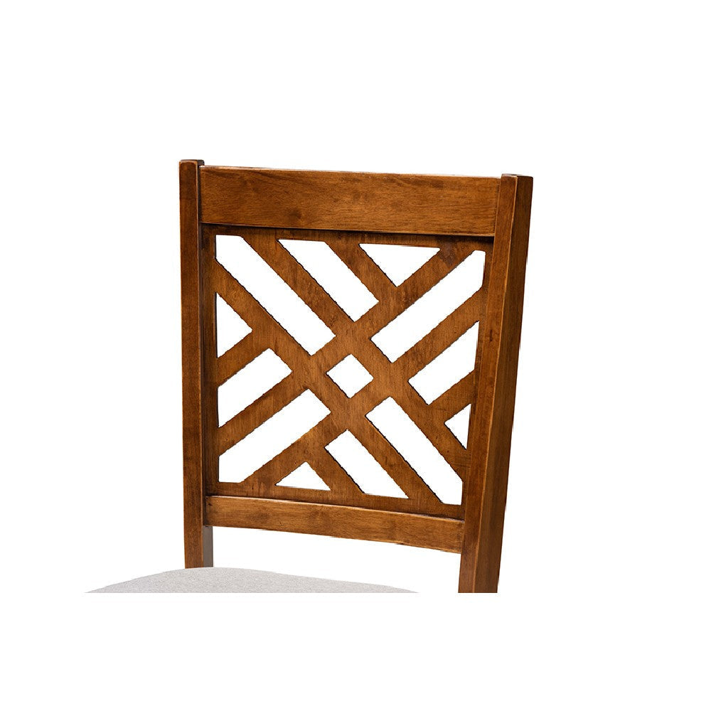 Baxton Studio Caron Modern and Contemporary Grey Fabric Upholstered and Walnut Brown Finished Wood 7-Piece Dining Set