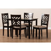 Baxton Studio Caron Modern and Contemporary Sand Fabric Upholstered Espresso Brown Finished Wood 5-Piece Dining Set