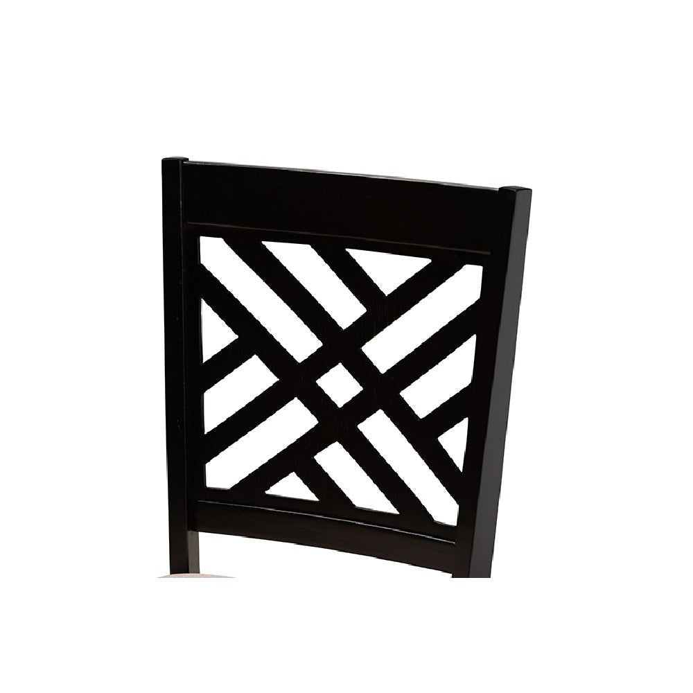 Baxton Studio Caron Modern and Contemporary Sand Fabric Upholstered Espresso Brown Finished Wood 7-Piece Dining Set