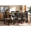 Baxton Studio Caron Modern and Contemporary Sand Fabric Upholstered Espresso Brown Finished Wood 7-Piece Dining Set