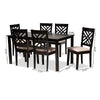 Baxton Studio Caron Modern and Contemporary Sand Fabric Upholstered Espresso Brown Finished Wood 7-Piece Dining Set