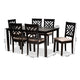 Baxton Studio Caron Modern and Contemporary Sand Fabric Upholstered Espresso Brown Finished Wood 7-Piece Dining Set