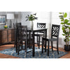 Baxton Studio Caron Modern and Contemporary Dark Brown Finished Wood 5-Piece Pub Set WHI-RH317P-Dark-Brown-5PC-Pub-Set