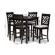 Baxton Studio Caron Modern and Contemporary Gray Fabric Upholstered Espresso Brown Finished 5-Piece Wood Pub Set