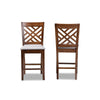 Baxton Studio Caron Modern and Contemporary Grey Fabric Upholstered Walnut Brown Finished 2-Piece Wood Counter Height Pub Chair Set Set