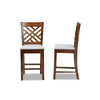 Baxton Studio Caron Modern and Contemporary Grey Fabric Upholstered Walnut Brown Finished 2-Piece Wood Counter Height Pub Chair Set Set