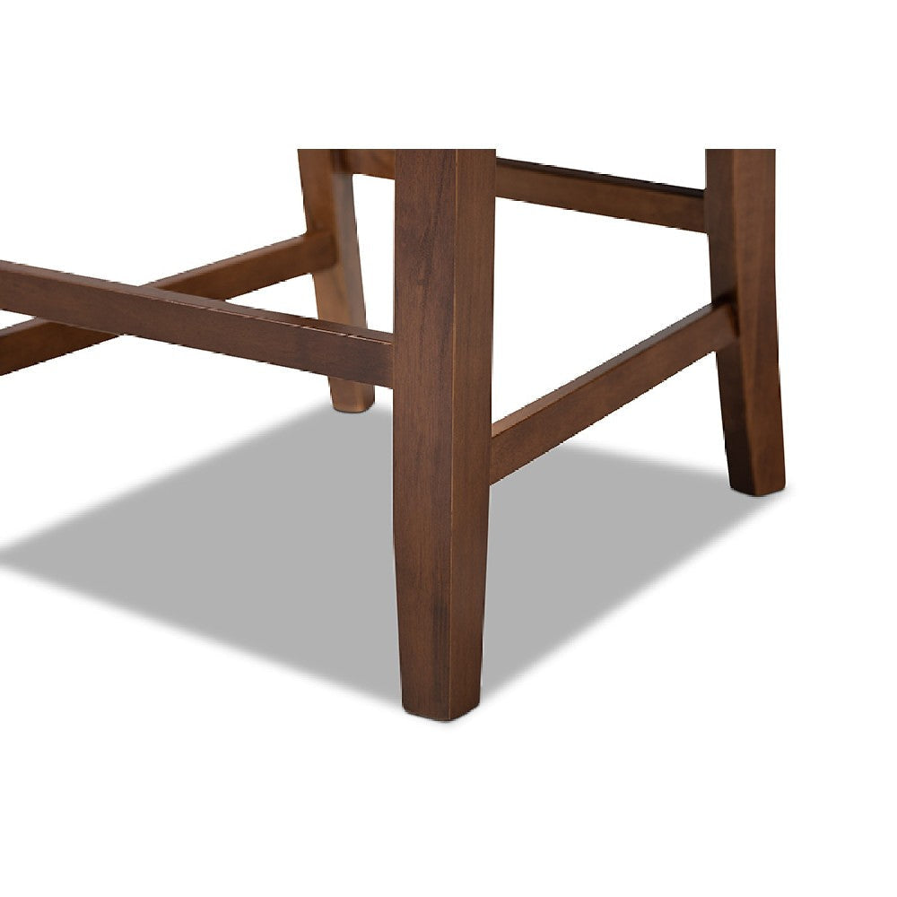 Baxton Studio Caron Modern and Contemporary Grey Fabric Upholstered Walnut Brown Finished 2-Piece Wood Counter Height Pub Chair Set Set