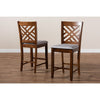 Baxton Studio Caron Modern and Contemporary Grey Fabric Upholstered Walnut Brown Finished 2-Piece Wood Counter Height Pub Chair Set Set