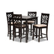 Baxton Studio Caron Modern and Contemporary Sand Fabric Upholstered Espresso Brown Finished 5-Piece Wood Pub Set