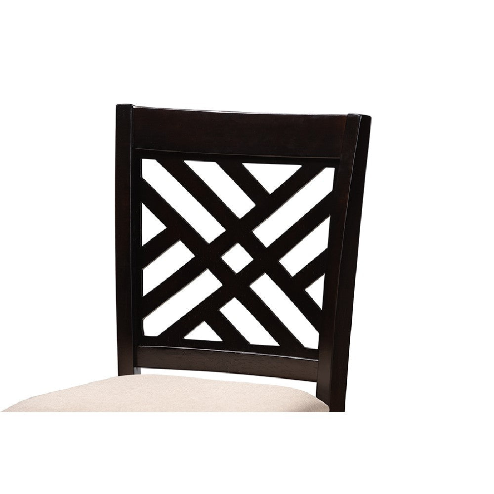 Baxton Studio Caron Modern and Contemporary Sand Fabric Upholstered Espresso Brown Finished 5-Piece Wood Pub Set