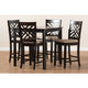 Baxton Studio Caron Modern and Contemporary Sand Fabric Upholstered Espresso Brown Finished 5-Piece Wood Pub Set