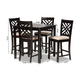 Baxton Studio Caron Modern and Contemporary Sand Fabric Upholstered Espresso Brown Finished 5-Piece Wood Pub Set