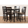 Baxton Studio Caron Modern and Contemporary Sand Fabric Upholstered Espresso Brown Finished 5-Piece Wood Pub Set