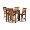 Baxton Studio Caron Modern and Contemporary Walnut Brown Finished Wood 5-Piece Pub Set WHI-RH317P-Walnut-5PC-Pub-Set