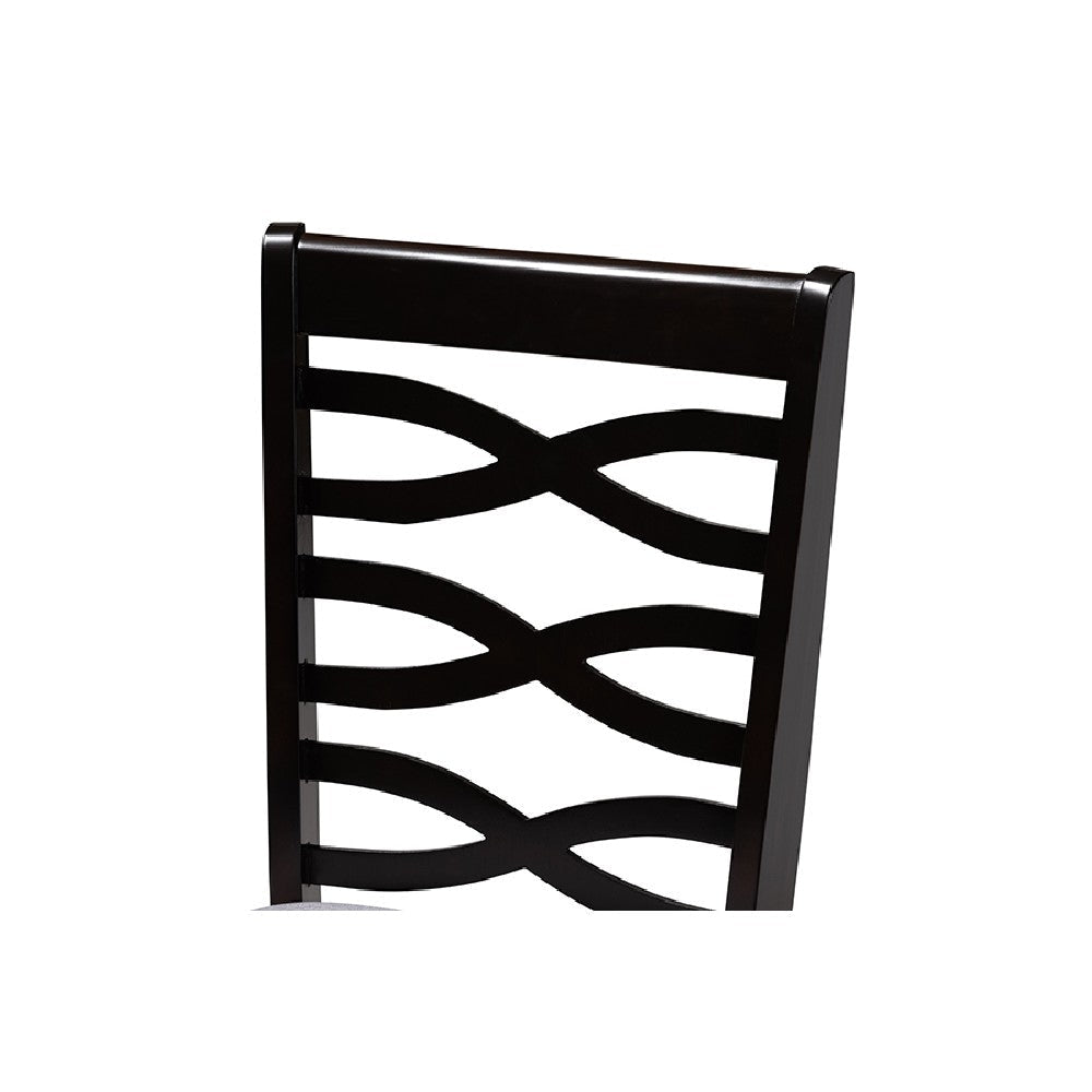 Baxton Studio Lanier Modern and Contemporary Gray Fabric Upholstered Espresso Brown Finished Wood 5-Piece Dining Set