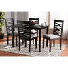 Baxton Studio Lanier Modern and Contemporary Gray Fabric Upholstered Espresso Brown Finished Wood 5-Piece Dining Set