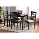 Baxton Studio Lanier Modern and Contemporary Gray Fabric Upholstered Espresso Brown Finished Wood 5-Piece Dining Set