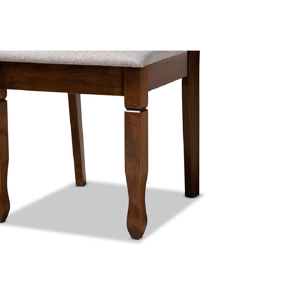 Baxton Studio Lanier Modern and Contemporary Grey Fabric Upholstered and Walnut Brown Finished Wood 5-Piece Dining Set