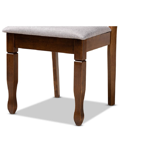 Baxton Studio Lanier Modern and Contemporary Grey Fabric Upholstered and Walnut Brown Finished Wood 6-Piece Dining Set