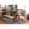 Baxton Studio Lanier Modern and Contemporary Grey Fabric Upholstered and Walnut Brown Finished Wood 6-Piece Dining Set