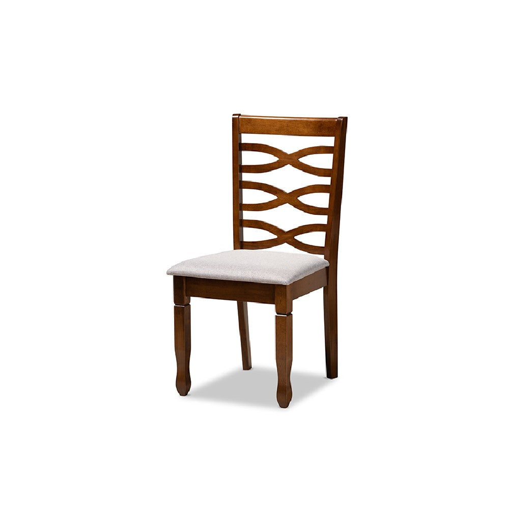 Baxton Studio Lanier Modern and Contemporary Grey Fabric Upholstered and Walnut Brown Finished Wood 7-Piece Dining Set