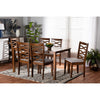Baxton Studio Lanier Modern and Contemporary Grey Fabric Upholstered and Walnut Brown Finished Wood 7-Piece Dining Set