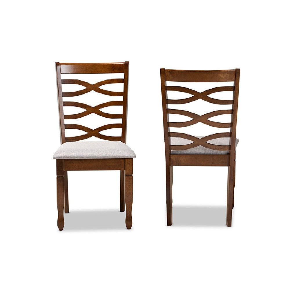 Baxton Studio Lanier Modern and Contemporary Grey Fabric Upholstered and Walnut Brown Finished Wood 2-Piece Dining Chair Set