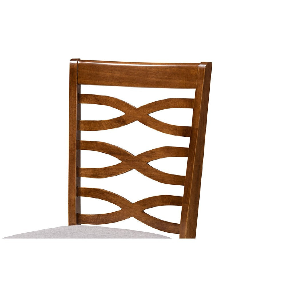 Baxton Studio Elijah Modern and Contemporary Grey Fabric Upholstered and Walnut Brown Finished Wood 4-Piece Dining Chair Set