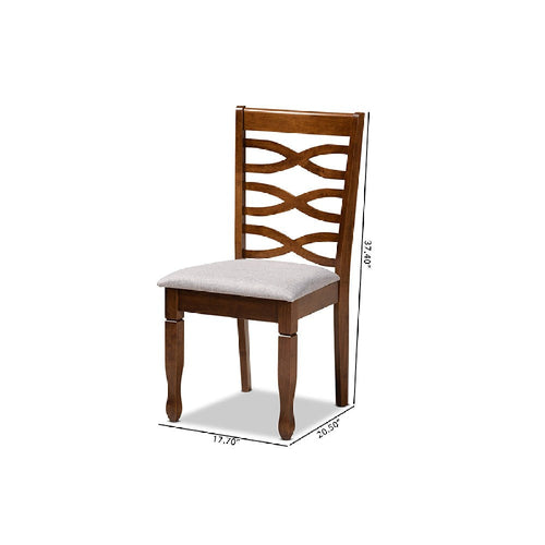 Baxton Studio Elijah Modern and Contemporary Grey Fabric Upholstered and Walnut Brown Finished Wood 4-Piece Dining Chair Set