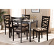 Baxton Studio Lanier Modern and Contemporary Sand Fabric Upholstered Espresso Brown Finished Wood 5-Piece Dining Set