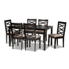 Baxton Studio Lanier Modern and Contemporary Sand Fabric Upholstered Dark Brown Finished Wood 7-Piece Dining Set