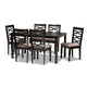 Baxton Studio Lanier Modern and Contemporary Sand Fabric Upholstered Dark Brown Finished Wood 7-Piece Dining Set