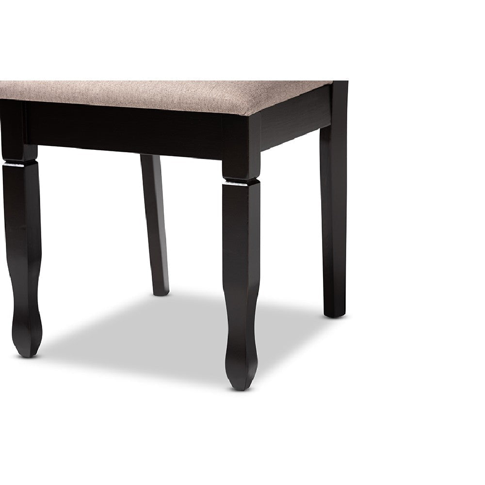 Baxton Studio Lanier Modern and Contemporary Sand Fabric Upholstered Dark Brown Finished Wood 7-Piece Dining Set