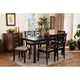 Baxton Studio Lanier Modern and Contemporary Sand Fabric Upholstered Dark Brown Finished Wood 7-Piece Dining Set