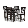 Baxton Studio Lanier Modern and Contemporary Gray Fabric Upholstered Espresso Brown Finished 5-Piece Wood Pub Set