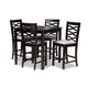 Baxton Studio Lanier Modern and Contemporary Gray Fabric Upholstered Espresso Brown Finished 5-Piece Wood Pub Set