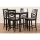 Baxton Studio Lanier Modern and Contemporary Gray Fabric Upholstered Espresso Brown Finished 5-Piece Wood Pub Set