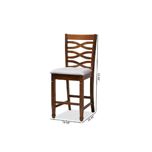 Baxton Studio Lanier Modern and Contemporary Grey Fabric Upholstered Walnut Brown Finished 2-Piece Wood Counter Height Pub Chair Set Set