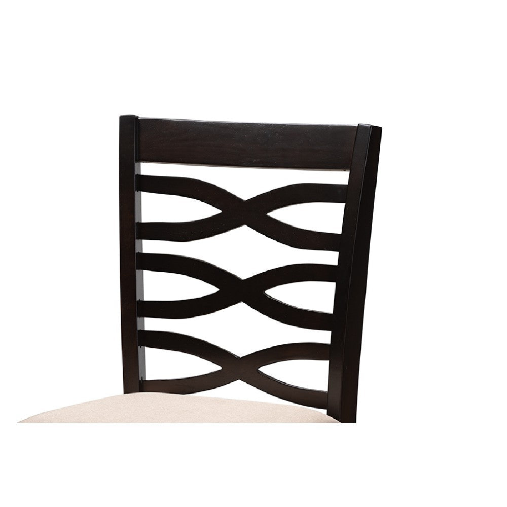 Baxton Studio Lanier Modern and Contemporary Sand Fabric Upholstered Espresso Brown Finished 5-Piece Wood Pub Set