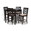 Baxton Studio Lanier Modern and Contemporary Sand Fabric Upholstered Espresso Brown Finished 5-Piece Wood Pub Set