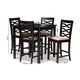 Baxton Studio Lanier Modern and Contemporary Sand Fabric Upholstered Espresso Brown Finished 5-Piece Wood Pub Set