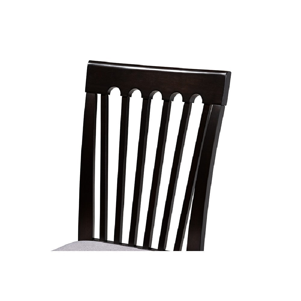 Baxton Studio Minette Modern and Contemporary Gray Fabric Upholstered Espresso Brown Finished Wood 5-Piece Dining Set