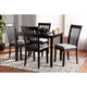 Baxton Studio Minette Modern and Contemporary Gray Fabric Upholstered Espresso Brown Finished Wood 5-Piece Dining Set