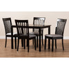 Baxton Studio Minette Modern and Contemporary Gray Fabric Upholstered Espresso Brown Finished Wood 5-Piece Dining Set