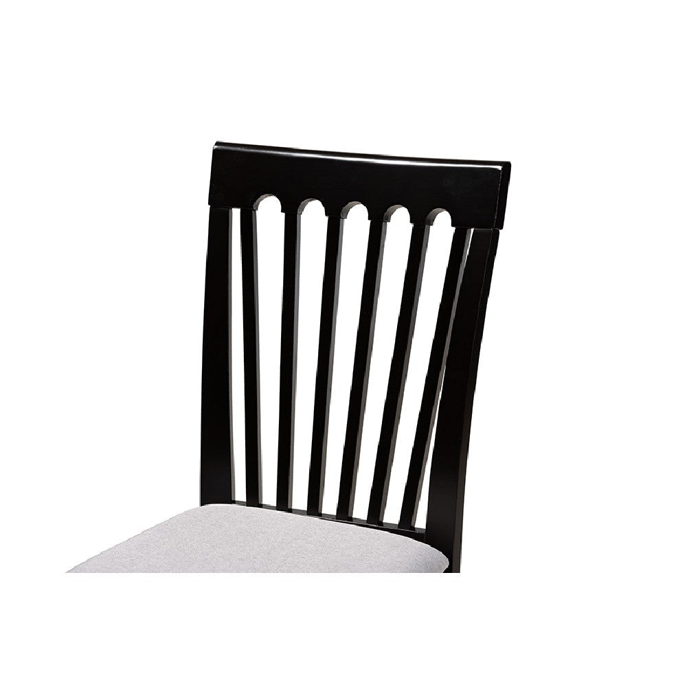 Baxton Studio Minette Modern and Contemporary Gray Fabric Upholstered and Espresso Brown Finished Wood 7-Piece Dining Set