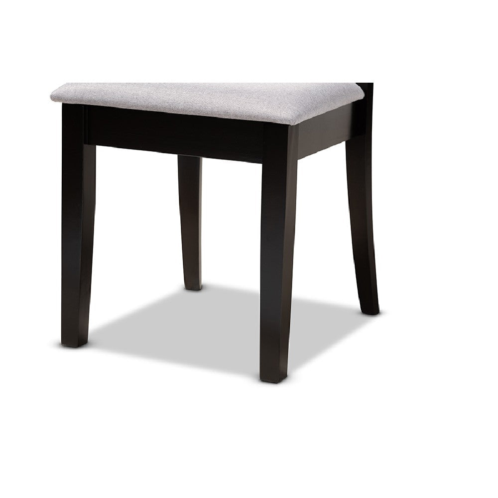 Baxton Studio Minette Modern and Contemporary Gray Fabric Upholstered and Espresso Brown Finished Wood 7-Piece Dining Set