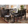 Baxton Studio Minette Modern and Contemporary Gray Fabric Upholstered and Espresso Brown Finished Wood 7-Piece Dining Set