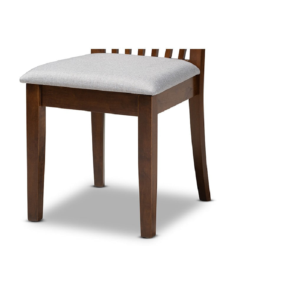 Baxton Studio Minette Modern and Contemporary Grey Fabric Upholstered and Walnut Brown Finished Wood 6-Piece Dining Set