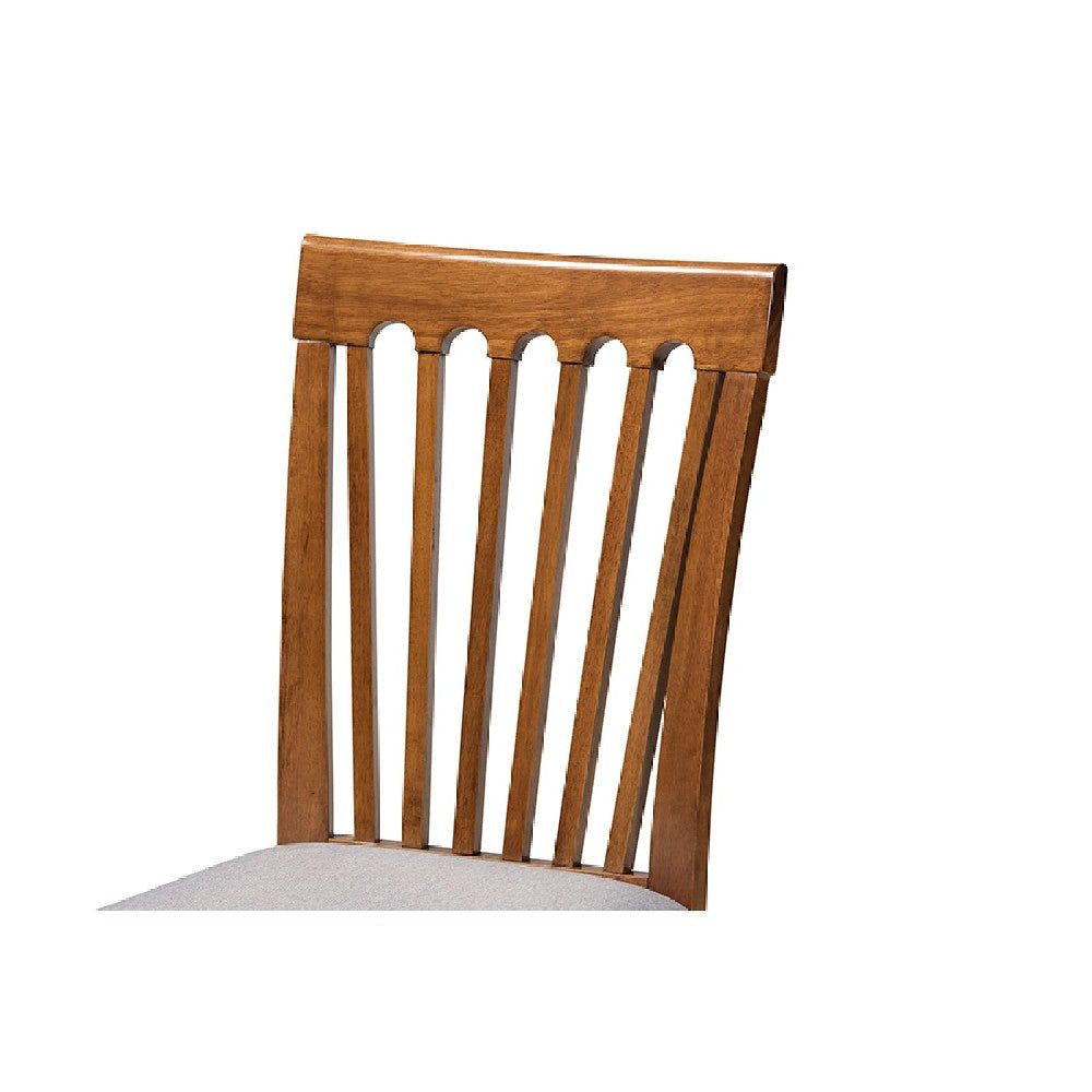 Baxton Studio Minette Modern and Contemporary Grey Fabric Upholstered Walnut Brown Finished Wood 2-Piece Dining Chair Set