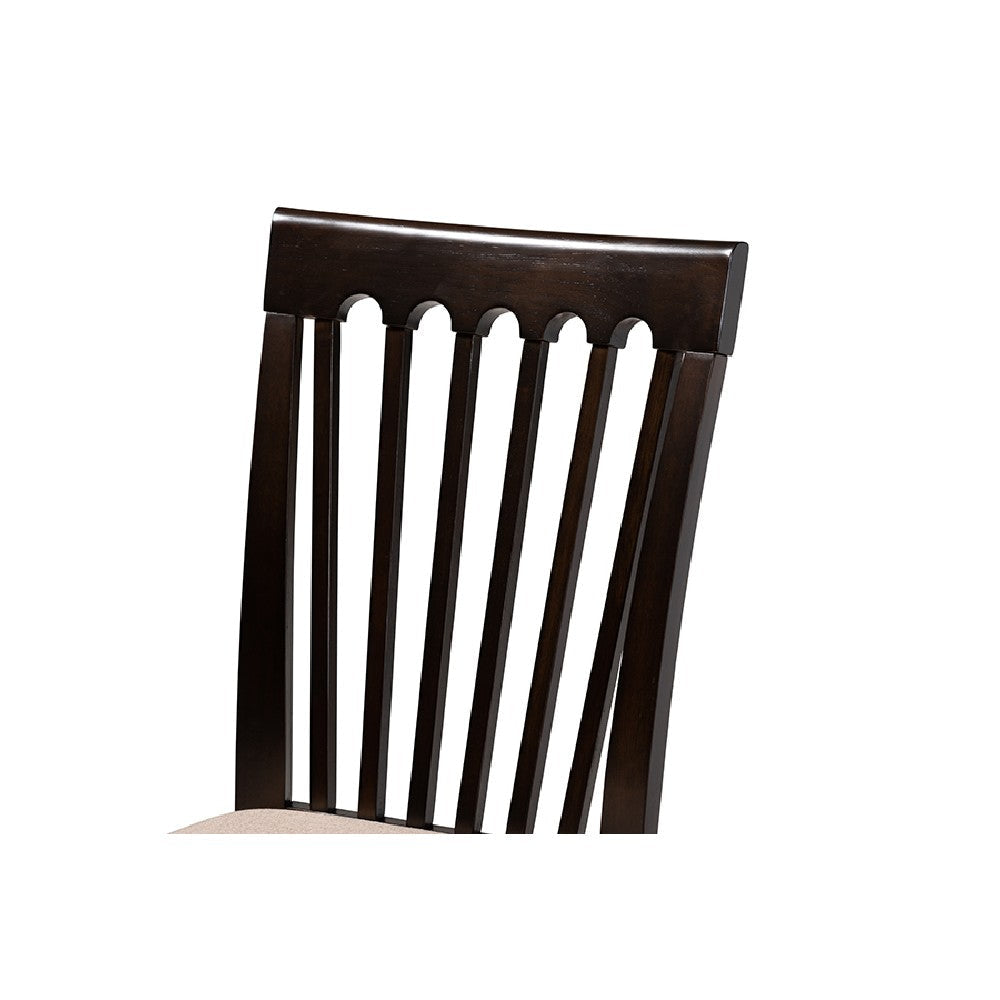 Baxton Studio Minette Modern and Contemporary Sand Fabric Upholstered Espresso Brown Finished Wood 5-Piece Dining Set